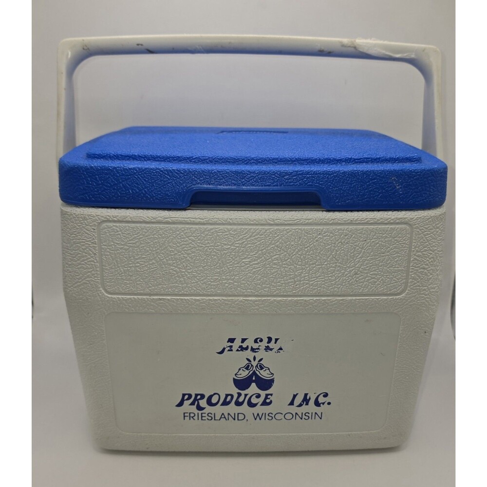 Vintage Coleman Cooler 5272 Personal Beer Lunch Fishing Blue & White Alsum